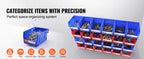 SucceBuy Storage Bin 24pcs Stackable Organizer Bin 5x4*3inch Freestanding Tiered Shelf for Garage Hanging Stacking Container