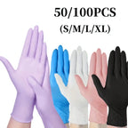 2/20/50/100pcs Black Disposable Nitrile Gloves, Latex-Free Waterproof Anti-Static Multi-Purpose Work Gloves, Powder-Free, Suitable For Kitchen, Bathroom, Home, Hair Dyeing, Beauty Salon, Painting, Craft Protection Gloves [No