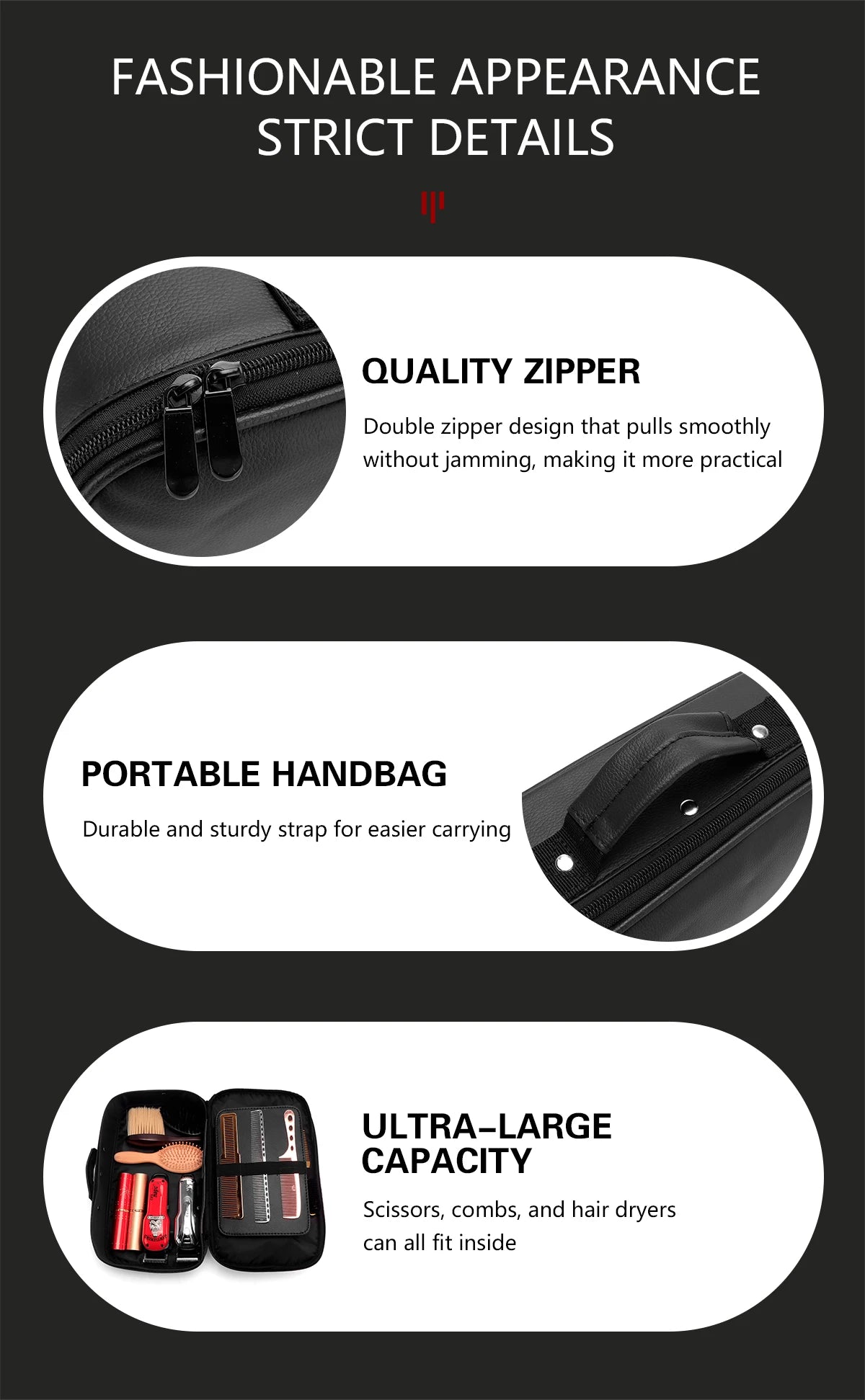 Barber Electric Clipper Bag Black Salon Hairdressing Tool Storage Bag Carrying High-capacity Travel Shaver Organizer Box Holder