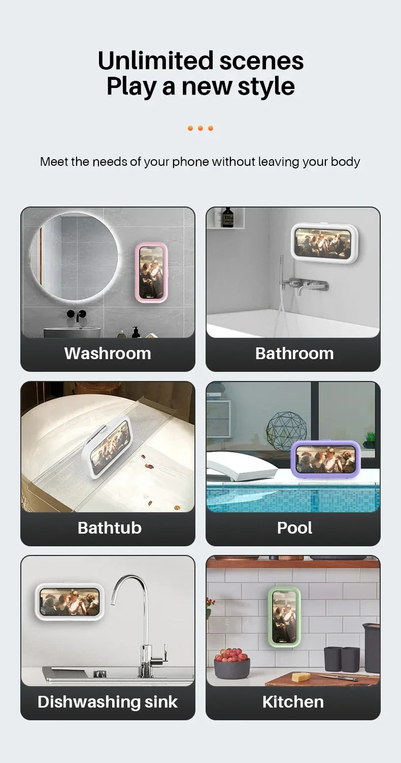 Fixed Universal Waterproof and Anti-fog Mobile Phone Case for Bathroom Shower Phone Holder Waterproof Can Touched Shower Phone
