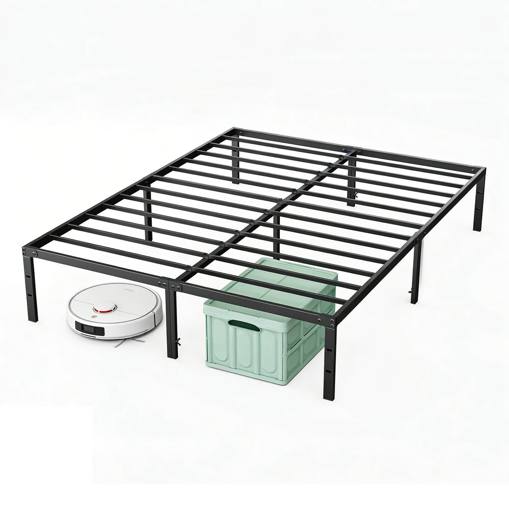 JHK 18IN Tall Basic Metal Platform Bed Frame Sturdy Steel Heavy Duty with Storage Space Bedroom Frames Slat Support For Home