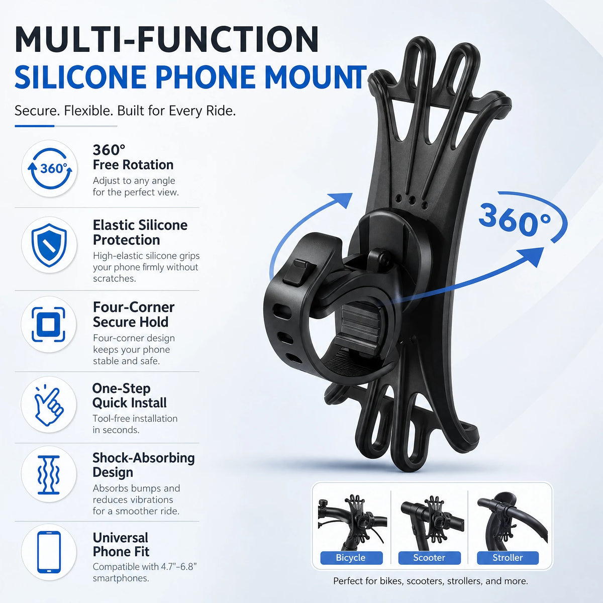 1-Pack Silicone Phone Stand - Super Bowl Party Hands-Free Viewing Holder for Snack Proof Binge Watching
