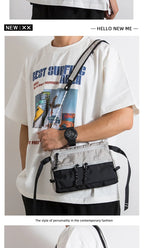 Outdoor Sports Crossbody Sling Bag Nylon Retro Waterproof Tear-Resistant for Cycling Running Hiking Outdoor Essentials