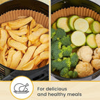 50pcs Round Air Fryer Paper Liners - 8'' Oil-Proof Heat Resistant Liners for 5-8 QT Air Fryer Cooking