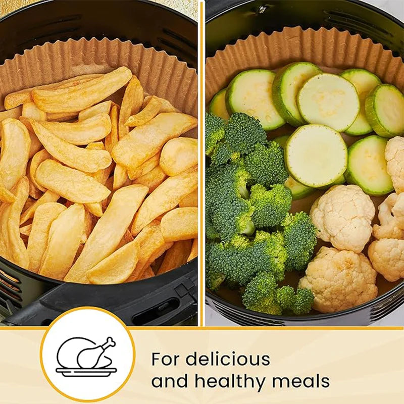 50pcs Round Air Fryer Paper Liners - 8'' Oil-Proof Heat Resistant Liners for 5-8 QT Air Fryer Cooking