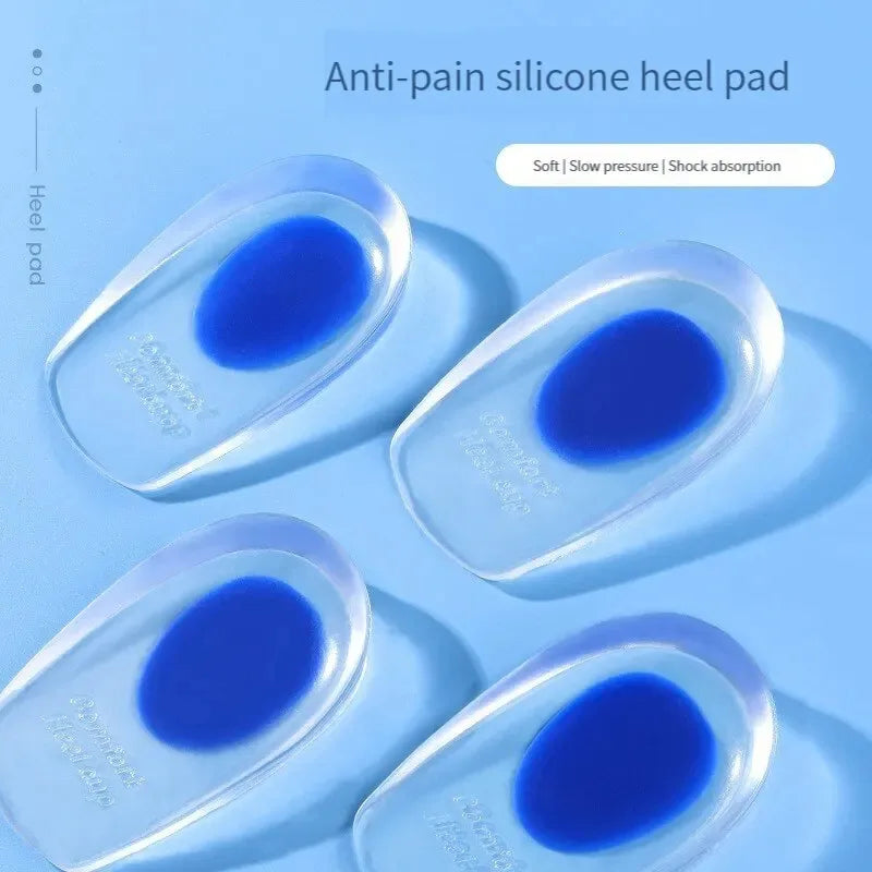 1 Pair Silicone Heel Pad Thickened Sports Cushioning U-Shaped Half Size Pad Non-Slip Invisible Inner Increase Insole