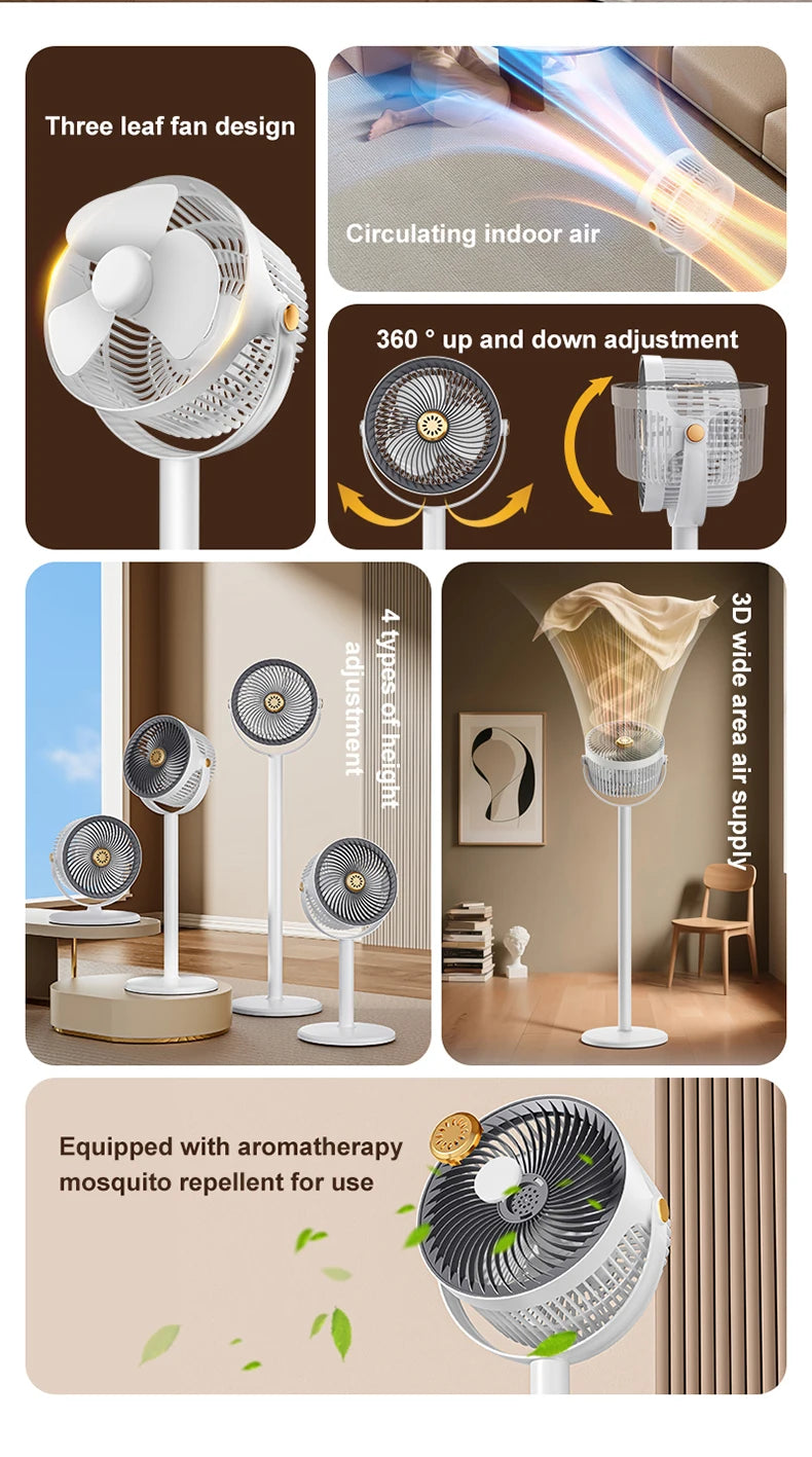 Wireless Fan Height Adjustable Outdoor Travel Camping Long Endurance USB Charging Portable Student Dormitory High Wind Power