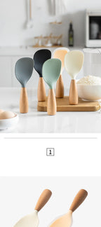 1Pcs Silicone Non-Stick Cooking High-Temperature-Resistant Spoon Anti-Scalding Pot Rice Durable Kitchen Gadgets Rice Spoon
