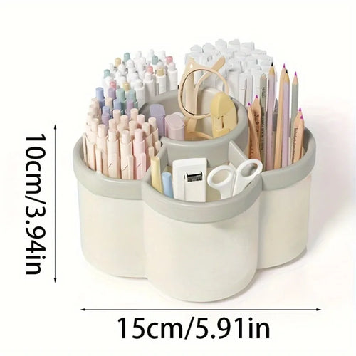 1pc 360 degree cute rotating pen holder, large capacity multifunctional desktop stationery storage box, stationery storage