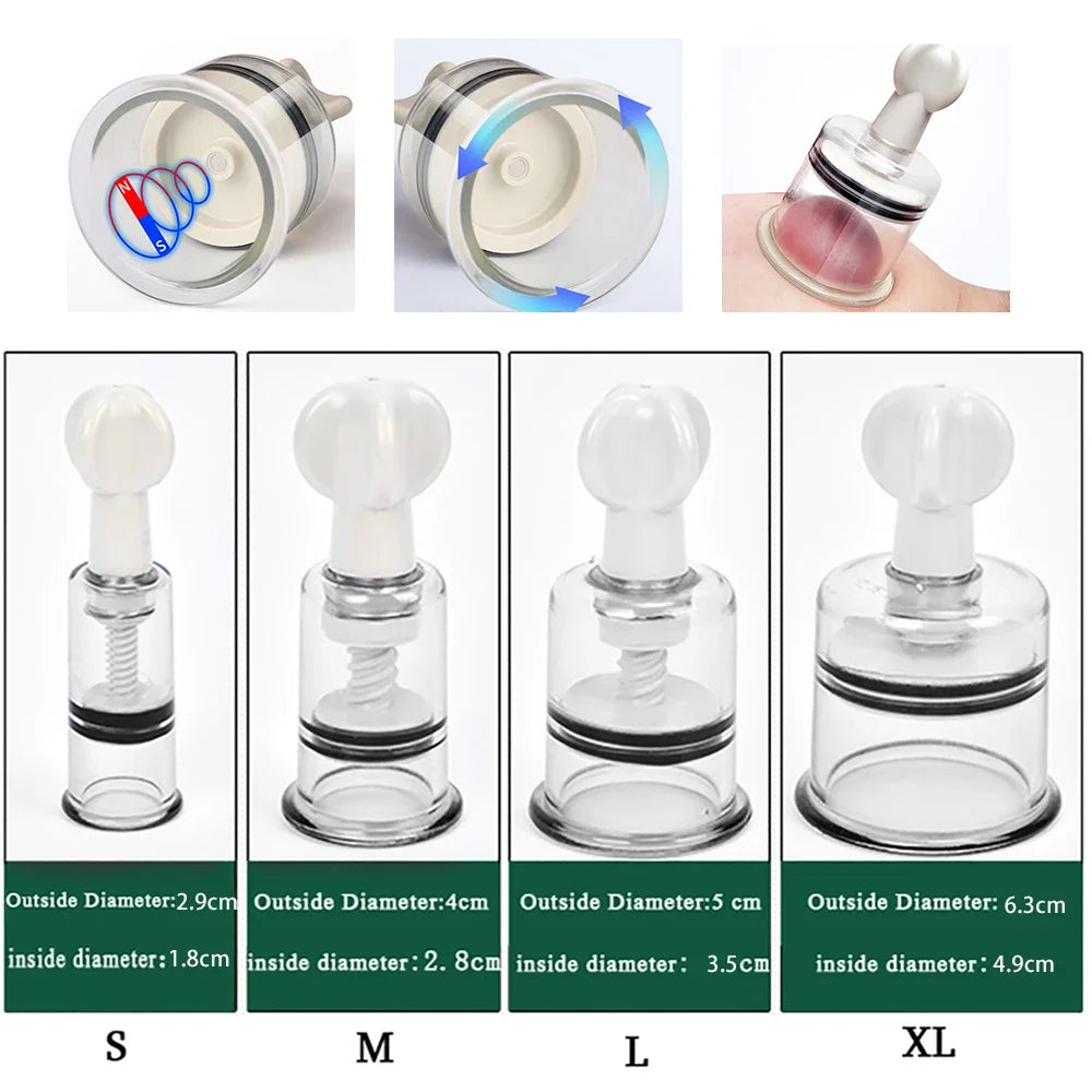 Professional Cupping Medical Chinese Vacuum Body Massager Vacuum Cupping Stimulation Nipple Sucker Inverted Suction Enlarger Cup