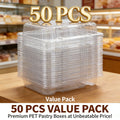 50Pcs Clear Plastic Food Containers - Disposable Clamshell Boxes for Fruit Salad Sandwich Dessert Takeout Picnic Party