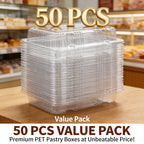 50Pcs Clear Plastic Food Containers - Disposable Clamshell Boxes for Fruit Salad Sandwich Dessert Takeout Picnic Party