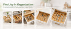 Bamboo Expandable Drawer Organizer for Utensils Holder, Adjustable Silverware Organizer Cutlery Tray, Drawer Dividers for Utensils, Flatware, Knives in Kitchen, Bedroom, Living Room