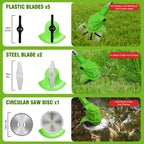 2-in-1 Cordless Electric  Lawn Mower Brushless Edger Eater Grass String Trimmer Cutter 650W 18000 RPM With 24V Two Battery Adjustable For Garden Tool