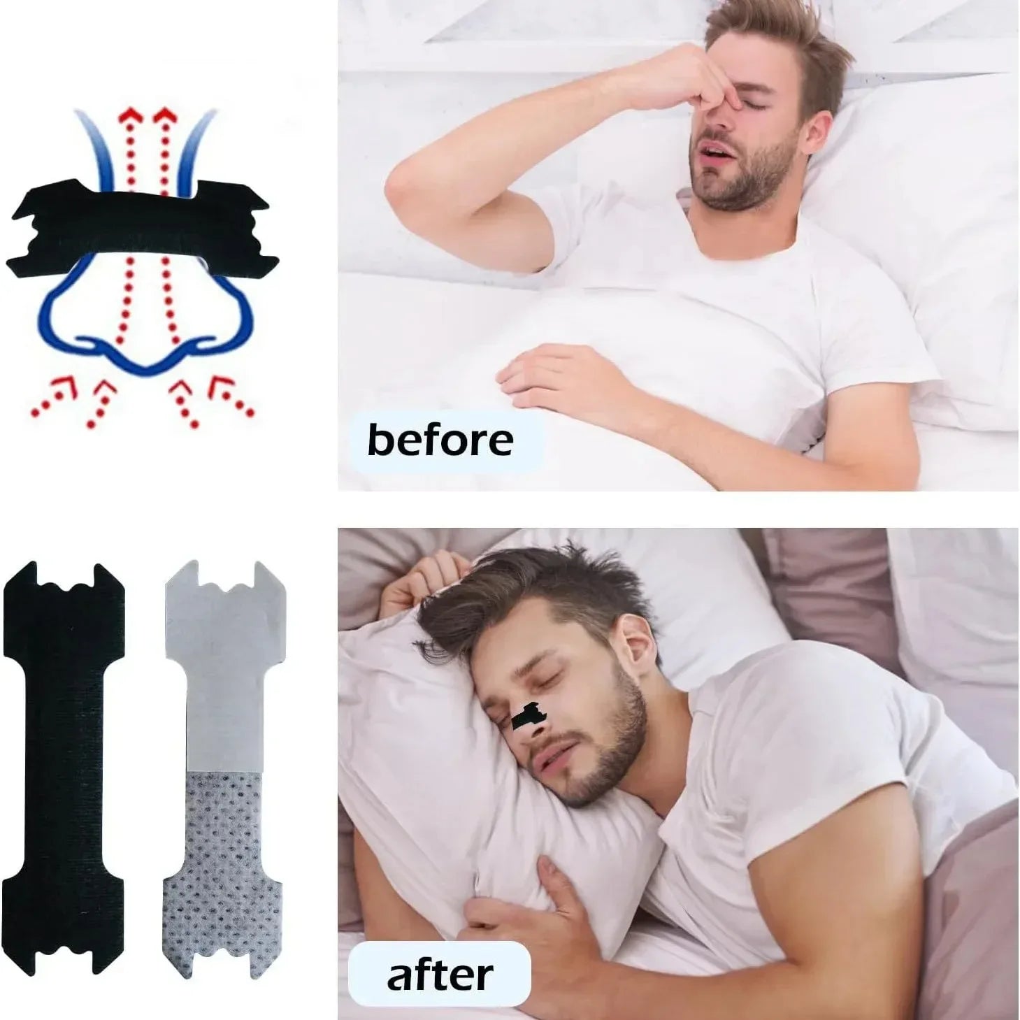 150/90/30 Pieces, Anti Snoring Nose Patch Set Extra Strength Nasal Strips Better Breathing Non-Invasive Easier Breath Sleep Aid