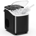 JHK Small Portable Ice Machine Countertop Ice Maker with Scoop Basket and Handle 9 Ice Cubes Ready in 6 Mins 26.5lbs in 24Hrs for Home Kitchen Party