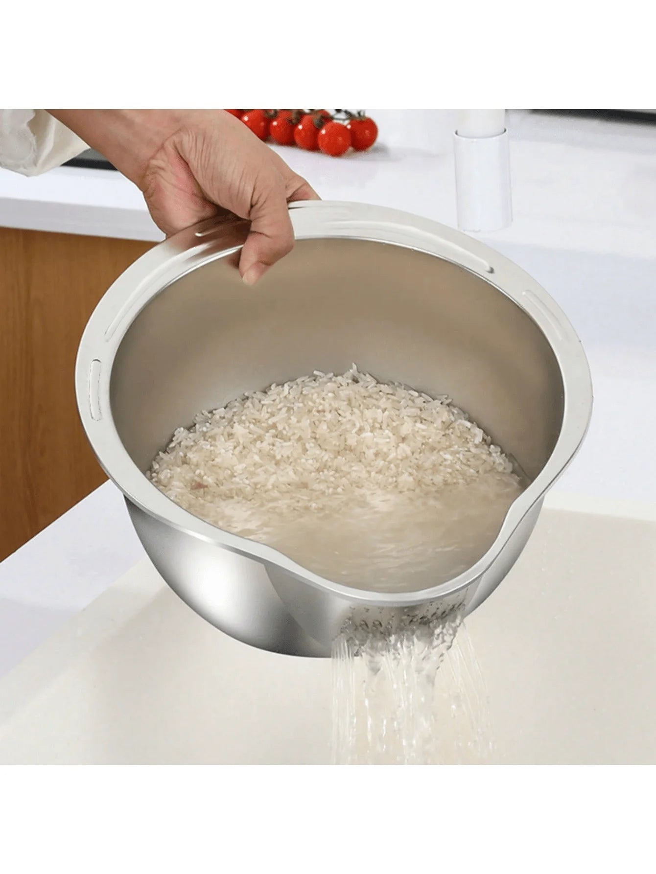 Rice Vegetable Washing Basket Strainer Stainless Steel Bowl Tray Wash Basin Accessories Drain Basket for Kitchen