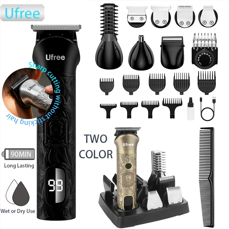 Ufree Beard Trimmer for Men, Electric Razor Shaver, Cordless Hair Clipper Shaving Kit for Mustache Body Nose Ear Hair Facial, Ad