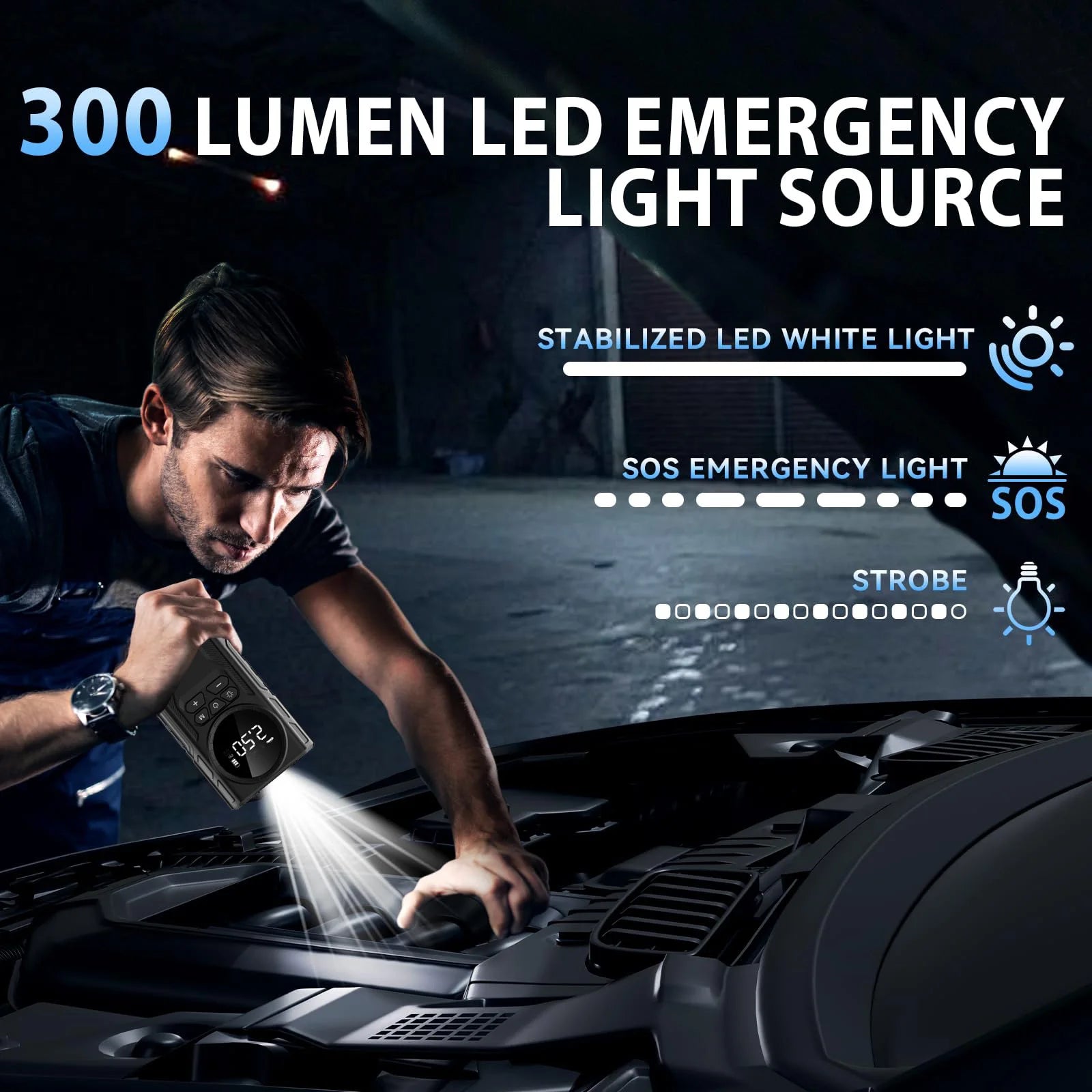 Jump Starter with Air Compressor, 4000A 150PSI Battery Jumper Starter Portable (9.0 Gas/8.0L Diesel)