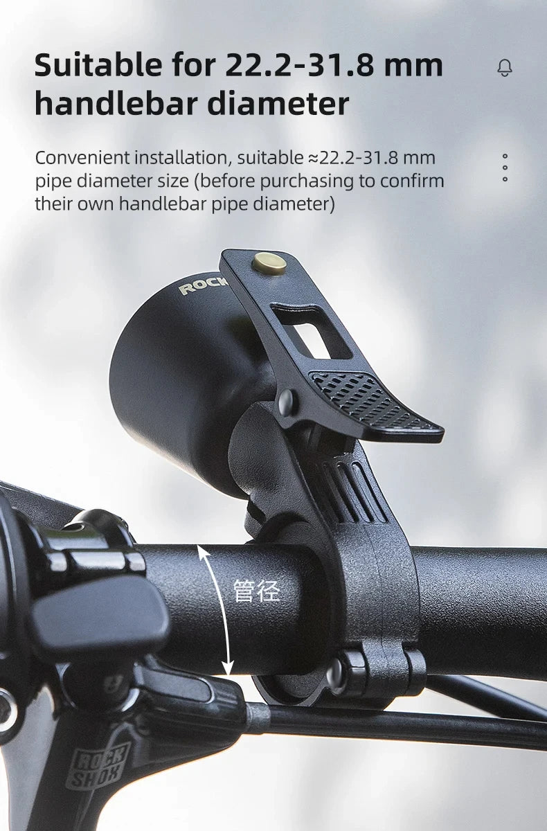 ROCKBROS Local Shipping Bicycle Bell MTB 100db Alloy  Bike Ring Copper Horn Warning Safe Crisp Cycling Bells Accessorie
