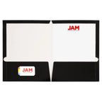 Laminated Glossy Two Pocket Folders 3 Pack Black Durable Document Organizers with Business Card Slot School Office