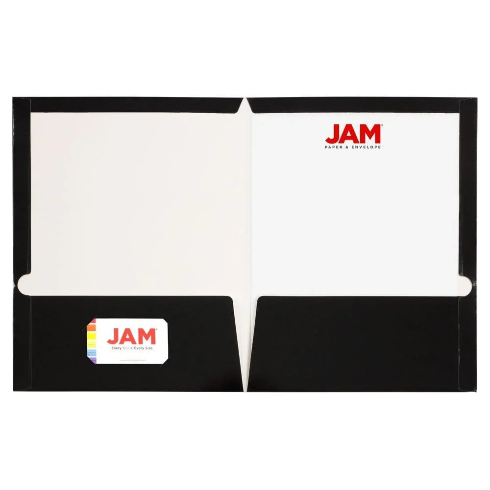 Laminated Glossy Two Pocket Folders 3 Pack Black Durable Document Organizers with Business Card Slot School Office