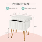JHK Faux Fur Living Room Hidden Storage Stools & Ottomans Padded Makeup with 4 Metal Legs Anti-Slip Adjustable Feet for Home