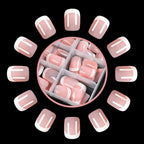 1pc Pink French Short Square Fake Nails 12-Sizes Full Cover Press On Nails Wearable Detachable Finished False Fingertips *TD