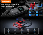 Car Jump Starter with Air Compressor Peak 5000A Auto Battery Booster 150PSI Air Pump Portable Power Bank Tire Inflator Lighting