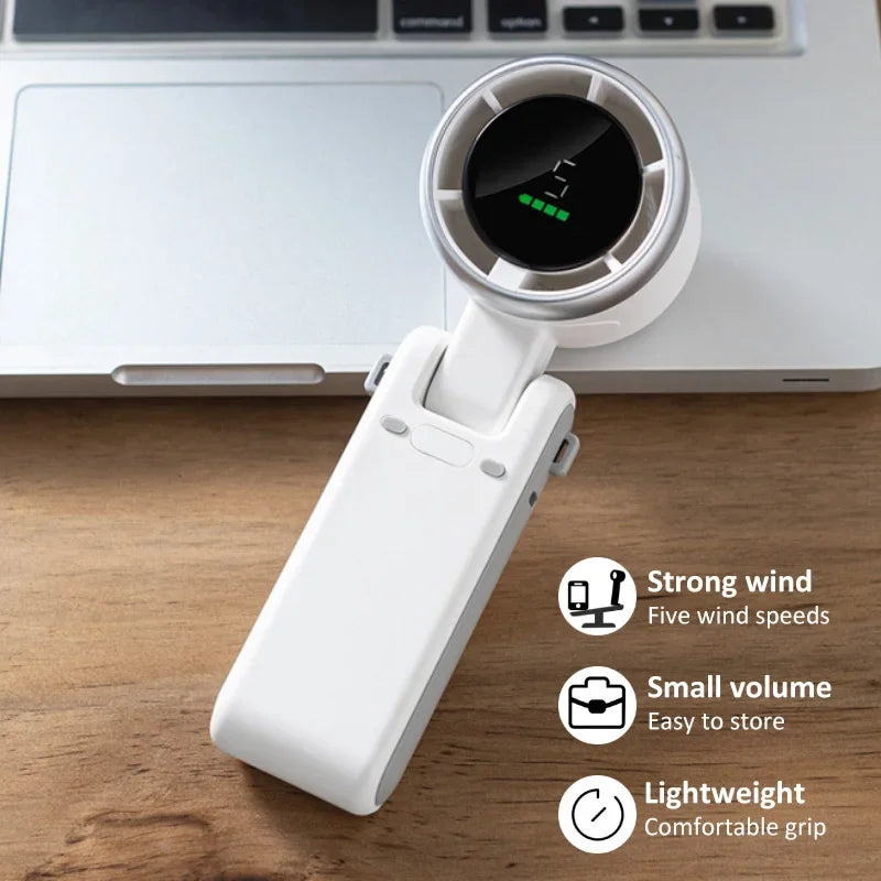 2026 New Hanging Neck Outdoor 180 Degree Folding Desktop Mini Fan Hand-held Folding High-speed Powerful Turbo Fan
