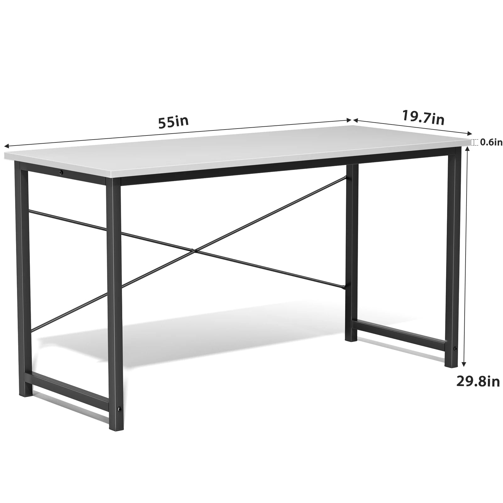 JHK Computer Office Desk Writing Study Office Gaming Table Modern Simple Style Compact Metal Frame Wood Tabletop Easy Assembly