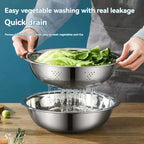3PCS/1Set Vegetable Slicer, Stainless Steel Slicer, Potato Slicer, Vegetable Washing Basin, Drain Basket, Multifunctional