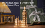Rolife DIY Wooden 3D Puzzle Big Ben Model Building Kit Brain Teaser Puzzle Toy with LED Light for Home Decor Gifts for Adult Kid