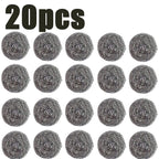 20-Pack 410 Stainless Steel Kitchen Scrubbers - Heavy-Duty Cleaning Balls for Grease & Stains