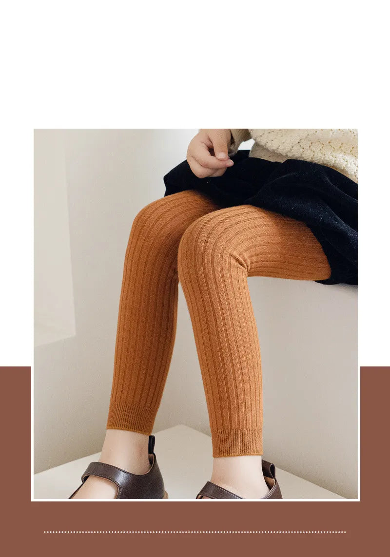 New Spring Autumn Baby Pants Toddler Girl Leggings Tights Solid Cotton Stretch Kids Children Knitting Trousers 1-10 Years