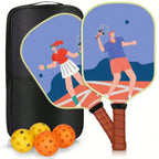 Boomstick Pickleball Paddle Set of 2, 16mm T700 Carbon Fiber Surface, Honeycomb Core, Lightweight Pickleball Rackets with 4 Outdoor Balls for Beginners & Intermediate Players