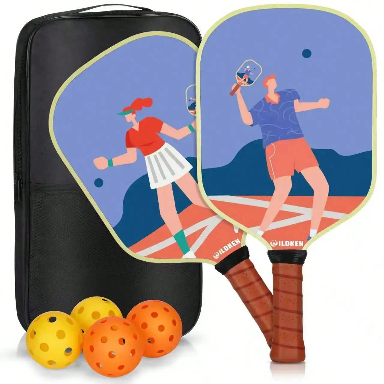 Boomstick Pickleball Paddle Set of 2, 16mm T700 Carbon Fiber Surface, Honeycomb Core, Lightweight Pickleball Rackets with 4 Outdoor Balls for Beginners & Intermediate Players