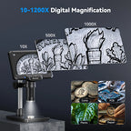 7inch Microscope 1200X 16MP HD Electronic Microscopes Camera Magnifier for Soldering Phone Repair Microscope, Coin, PCB, PC View
