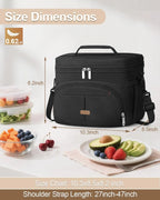 Insulated Lunch Bag, Leakproof Cooler Tote with Removable Strap, 12L for Work School Picnic Travel