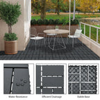 44-Piece Pack of Plastic Lock Floor Tiles, Lock Terrace Tiles, Ideal for Garden, Walkway, Balcony, Patio and Porch Decor