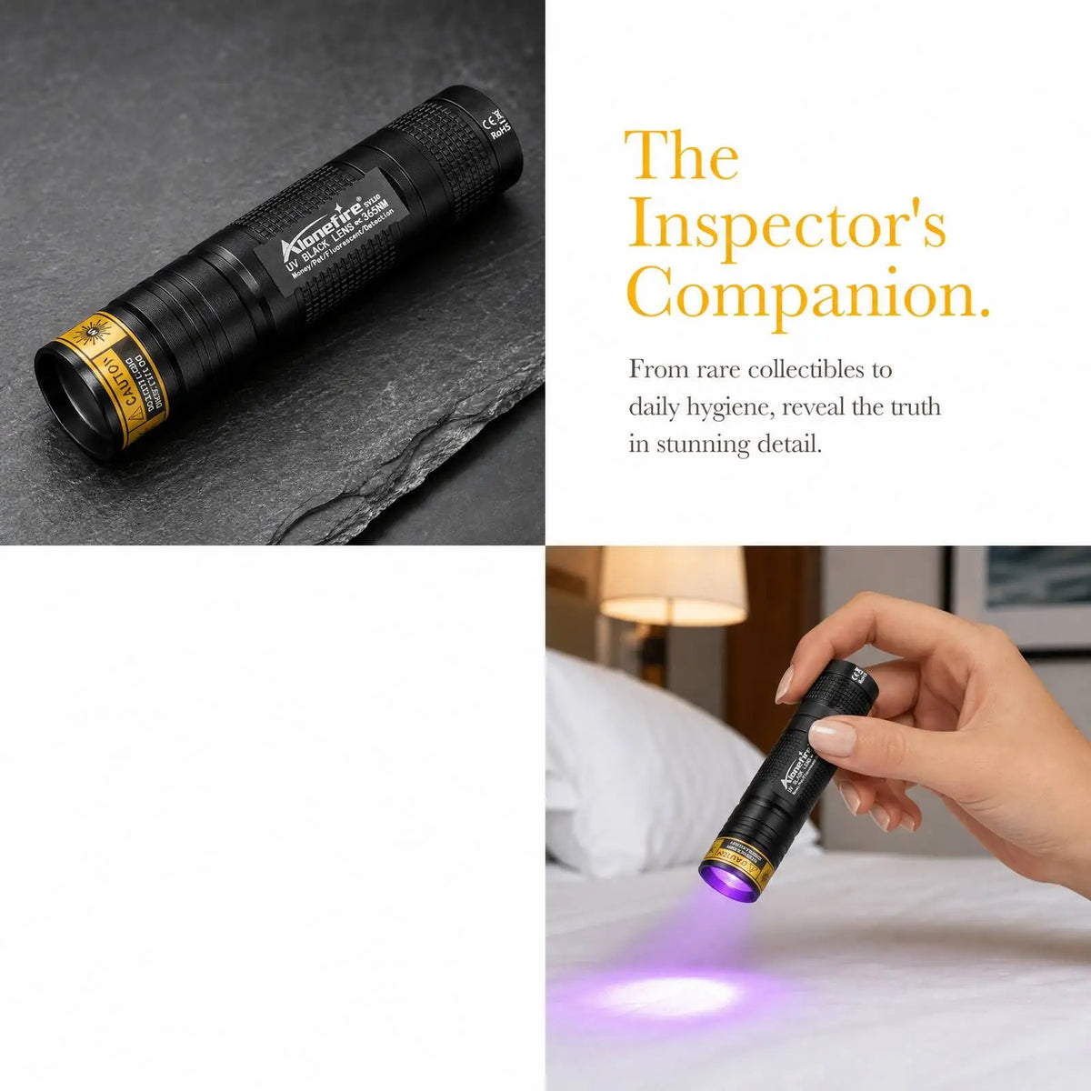 Mini 365nm/395nm UV Flashlight Usb Rechargeable UV Glue Curing Torch Cat Dog Pets Urine Tinea Money Ore Scorpion Detection Light