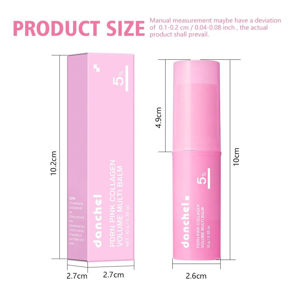 PDRN Pink Collagen Volumer Multi Balm Deep Hydration Plump Smooth Radiant Multi Collagen Stick for Cheeks Eyes Lips Neck Skincare