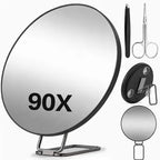 90x Magnifying Mirror Handheld with Stand Single Model Or with Tweezers And Beauty Scissors Set Suction Cup for Close-Up Viewing