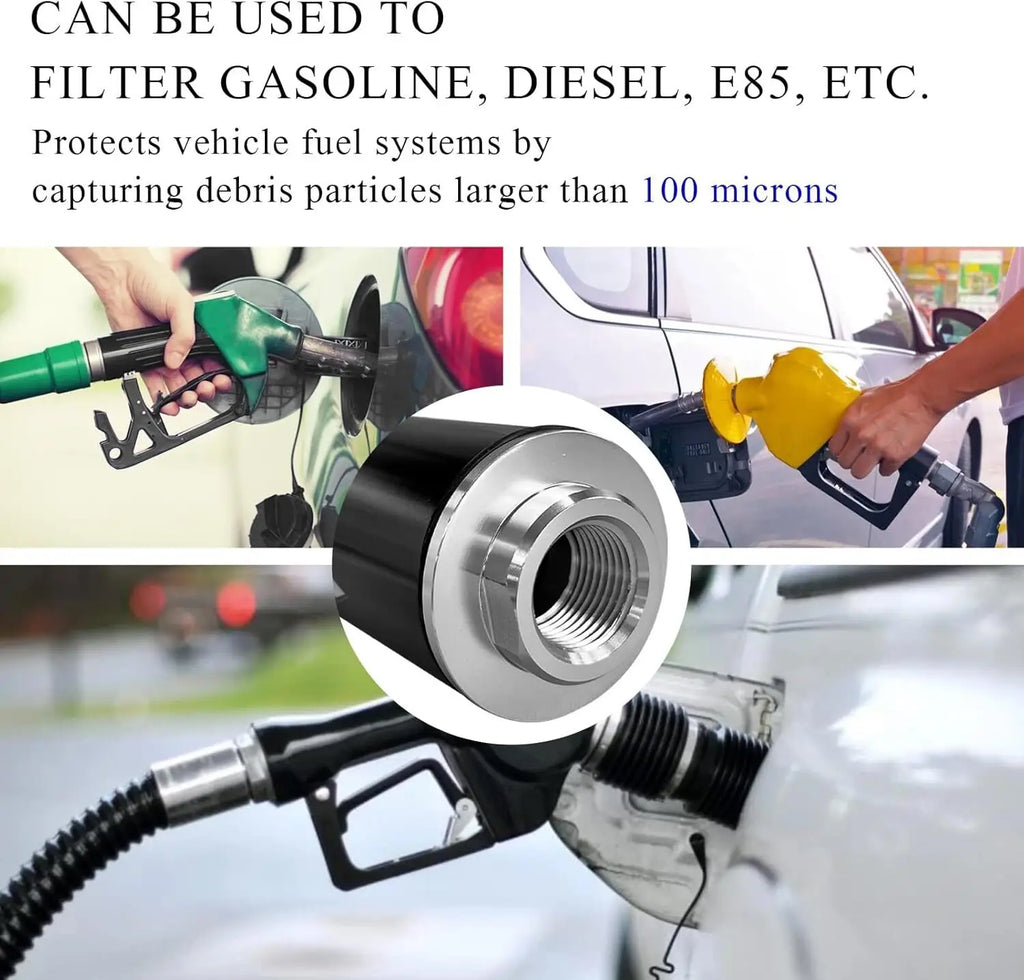High Flow Inline Fuel Filter 100 Micron Cleanable 6AN 8AN 10AN Adapter Universal