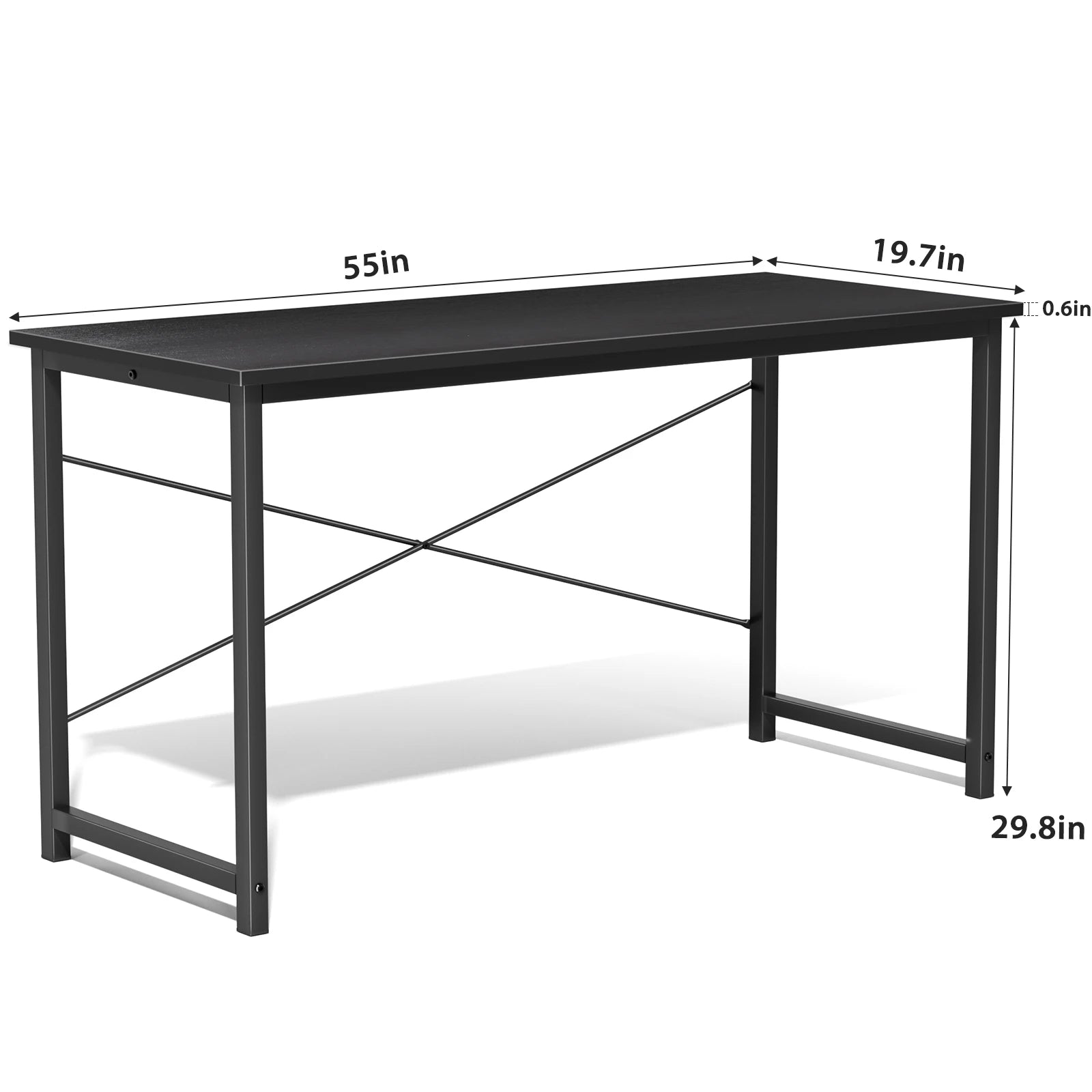 JHK Computer Office Desk Writing Study Office Gaming Table Modern Simple Style Compact Metal Frame Wood Tabletop Easy Assembly