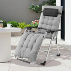 JHK Zero Gravity Recliner Camping Patio Lounge Chair Folding Portable with Cup Holder Trays Removable Cushion For Outdoor Garden