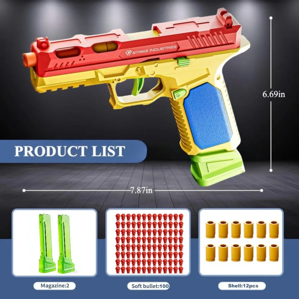 SIG17/USP Building Block Toy Gun Shell Throwing Continuous Firing Airsoft Blowback Empty Hanging Toy Pistol for Outdoor CS Game