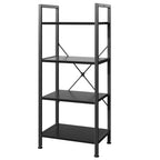 MCQ 4Tiers Metal Classic Bookshelf Freestanding Tall Display Shelf Wooden Storage Tall Display Shelves Bookshelf Sturdy Structure Graduated Shelves Adjustable Feet for Home