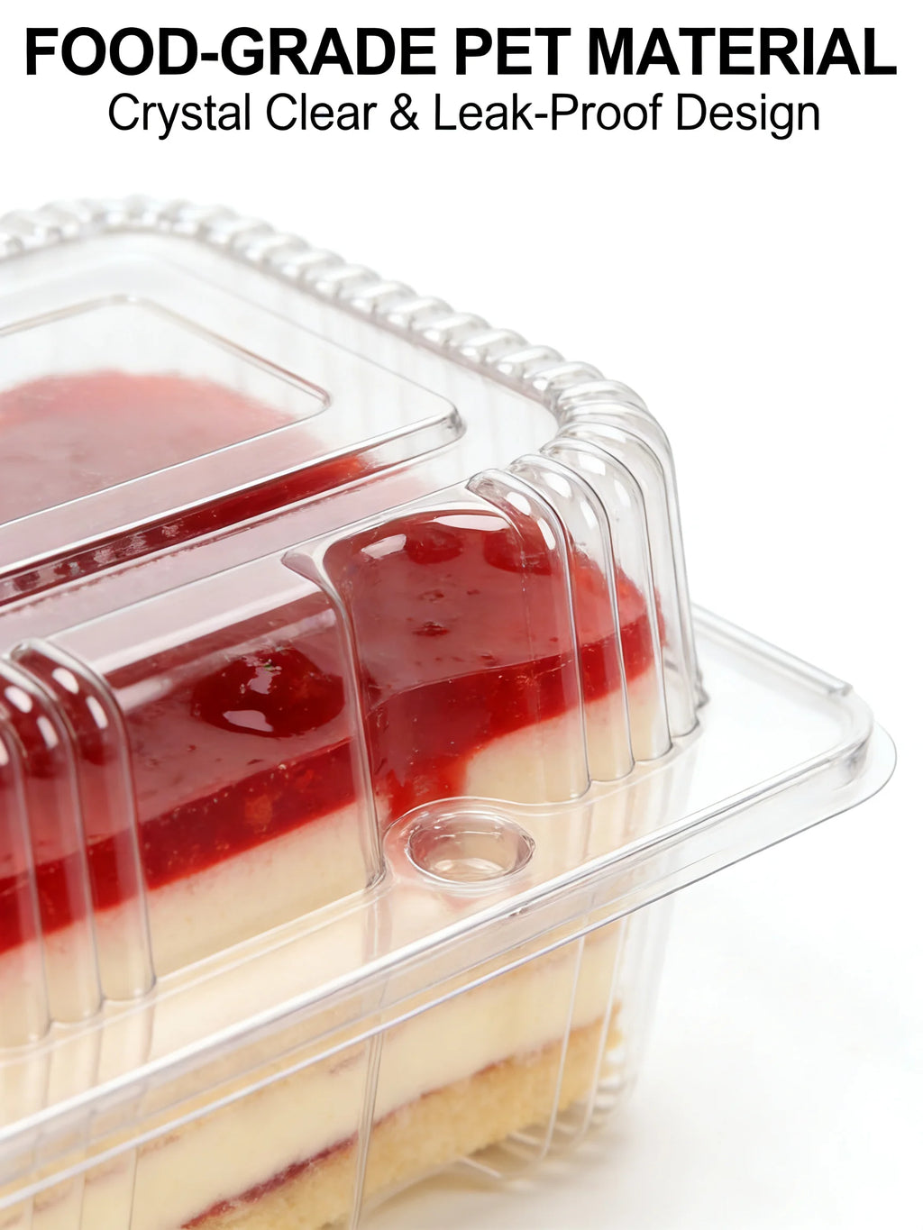 50Pcs Clear Plastic Food Containers - Disposable Clamshell Boxes for Fruit Salad Sandwich Dessert Takeout Picnic Party