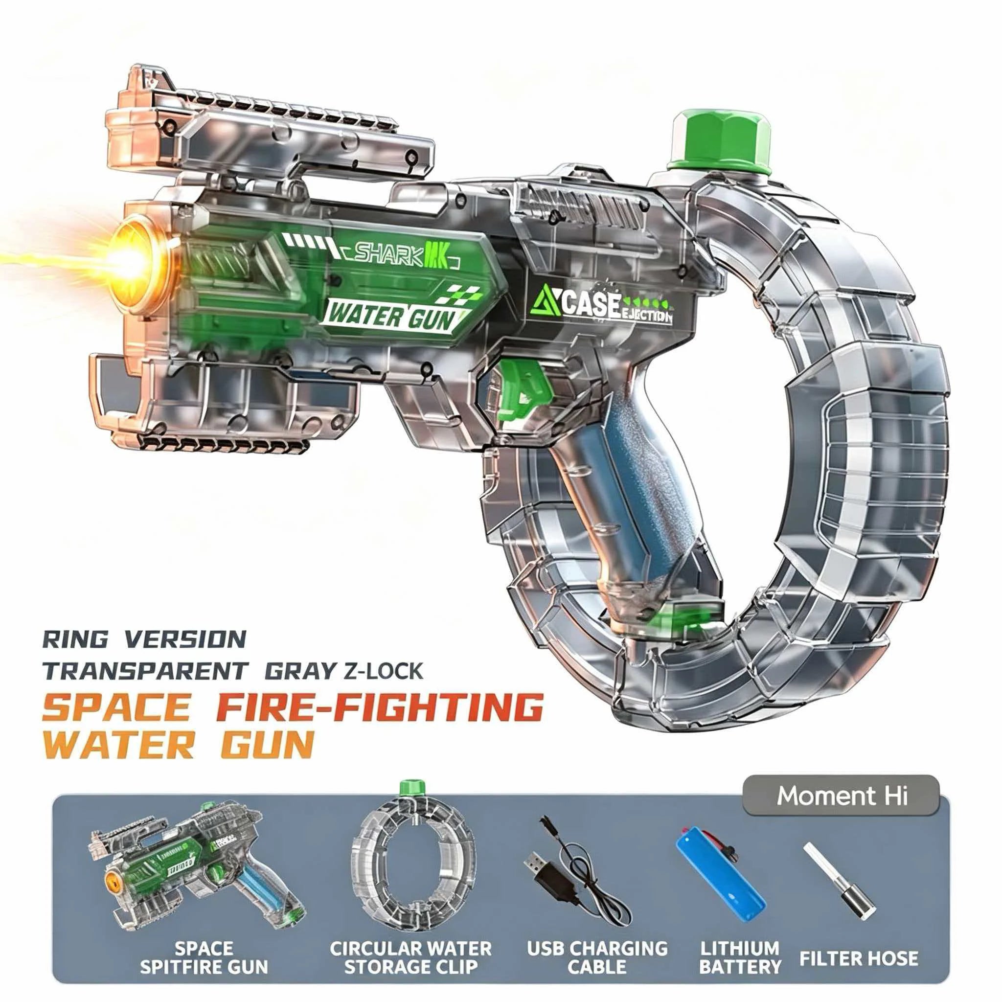 Simulated Firing and Recoil Electric Water Gun Toys Children Automatic Sensor Lights Water Pistol Summer Outdoor Beach Kids Toy